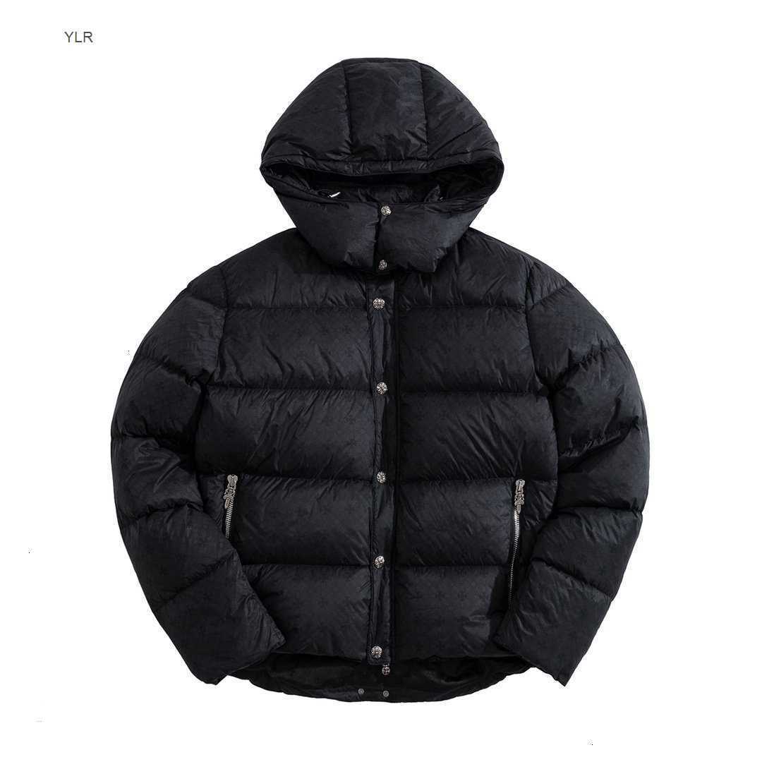 

Chrome heart / 2020 winter men's dark flower hooded warm down jacket, Black