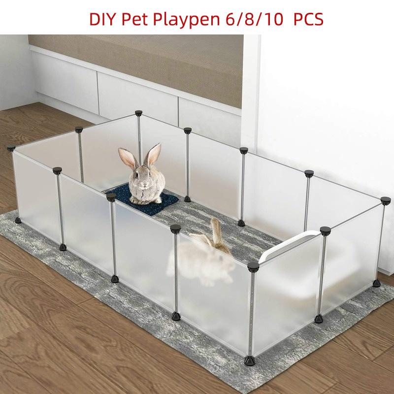 

Kennels & Pens Transparent Pet Bed House Plastic Dog Fence DIY Multi-functional Kennel For Dogs Cats Practical Home Keeper Cat, White