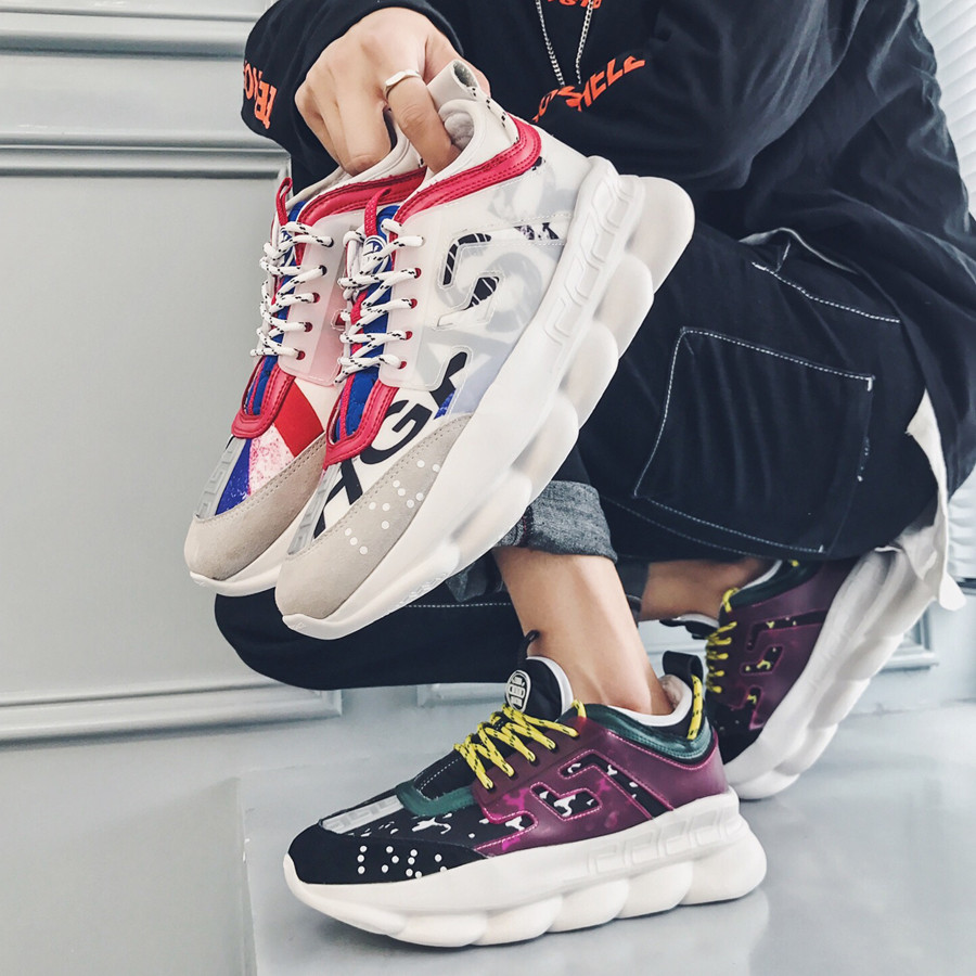 

Hott Comfortable casual sneakers 1.0 Reactions Leather Trainers classic originals Patchwork Leisure outdoor Shoe Platform Lace-up light walking beach shoe, Brown