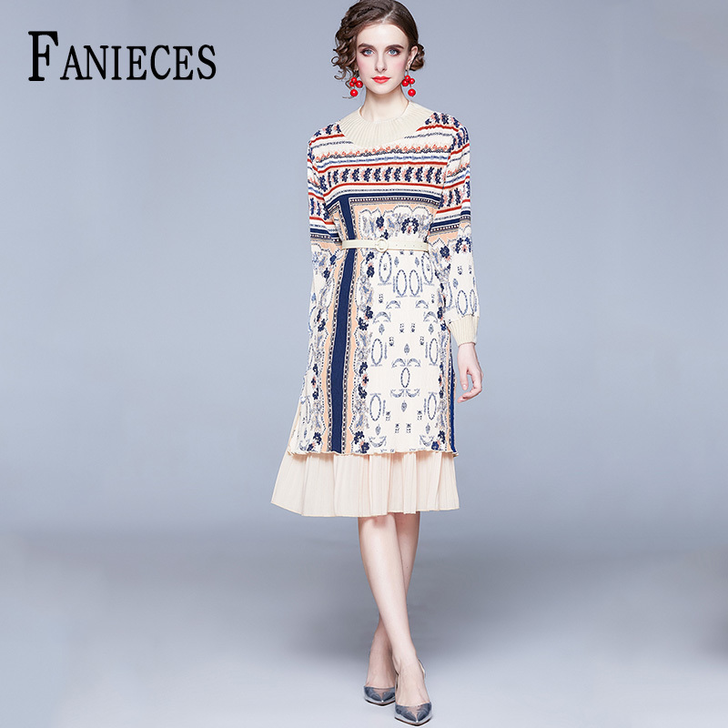 

Spring Autumn Fashion Pink Print Dresses For Women Mid-length Luxury office Ladies Long-sleev Dress femme robe vestido de mulher 210520, Khaki