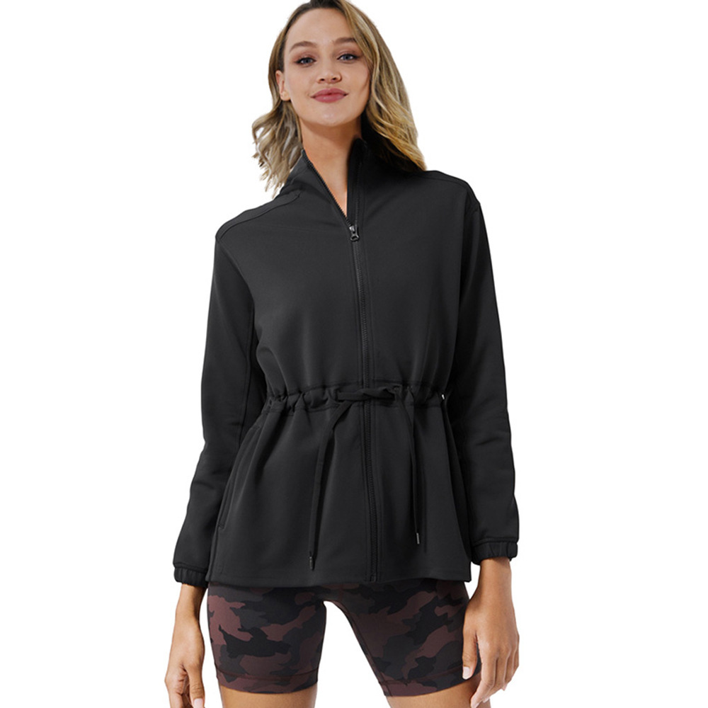 

Women Jackets Coats Keep Warm Outdoor Sports Yoga Fitness Running Long-sleeved Hooded Jacket Sweatshirt quick-drying zipper stand-up collar tight-fitting, With o