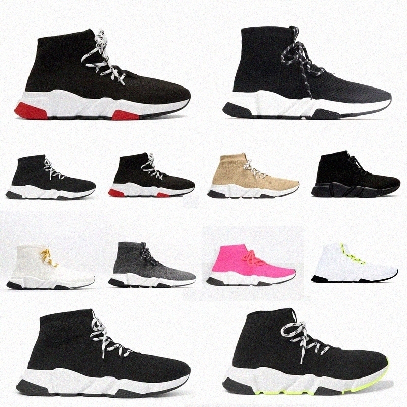 

2021 designer men women speed shoes 2.0 lace up clear sole triple trainer Clearsole sock boots socks boot casual black mens shoe sneakers
