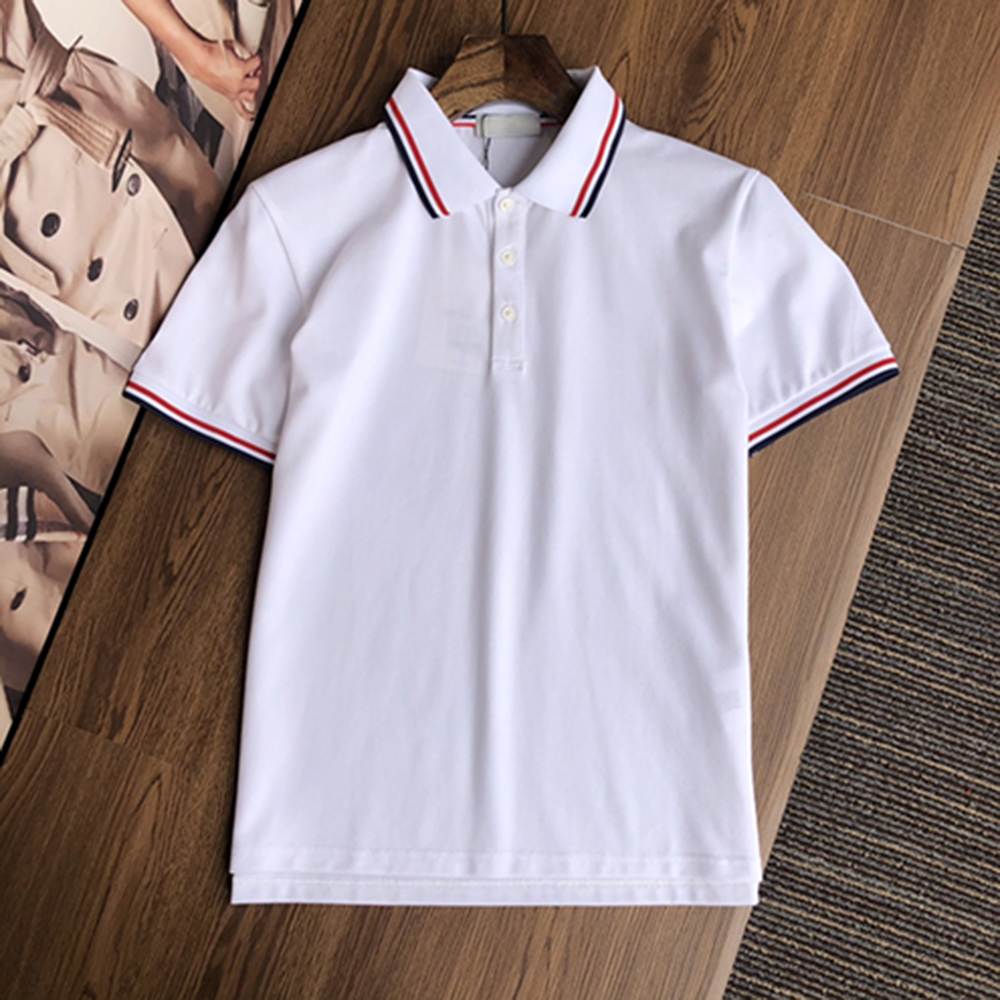 

2021 luxury brand menswear designer polo T shirt summer British pure cotton fashion white breathable short-sleeved lapel casual top, White;black