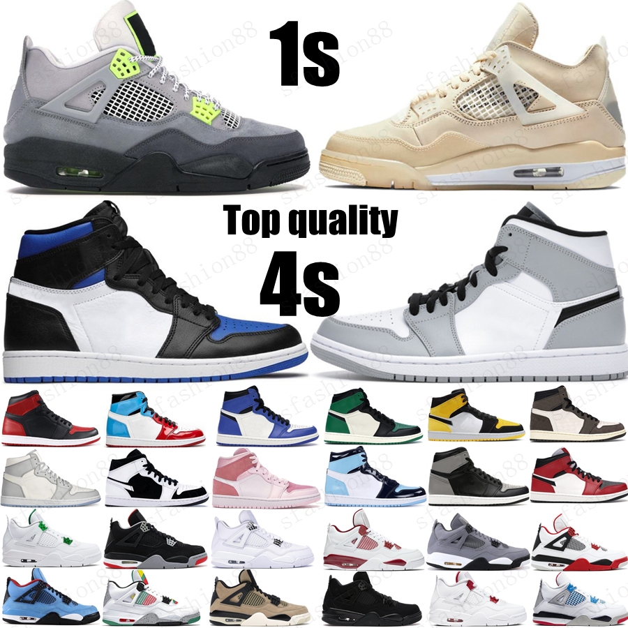 

2021 Black Cat Bred 4 4s Guava Ice Twist White Cement What The Mens Basketball Shoes 1 1s Travis Scotts Obsidian UNC Fearless Women Sneakers