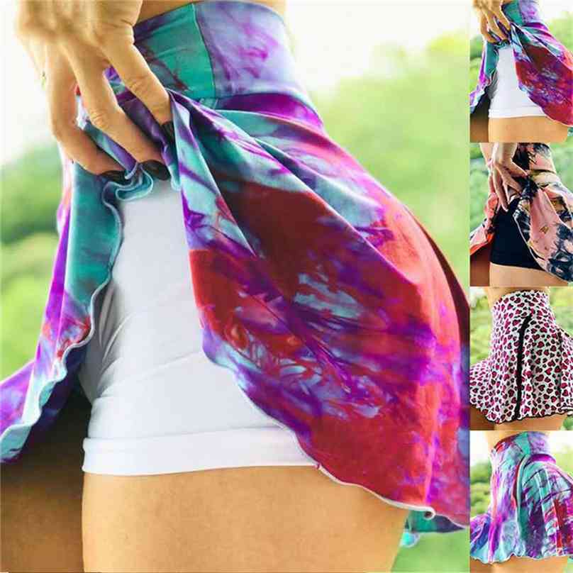 

Casual Sport Shorts Skirts Women' Running Fitness Fake Two Piece Trouser Short Deportivo Mujer Tennis 210629, Blue