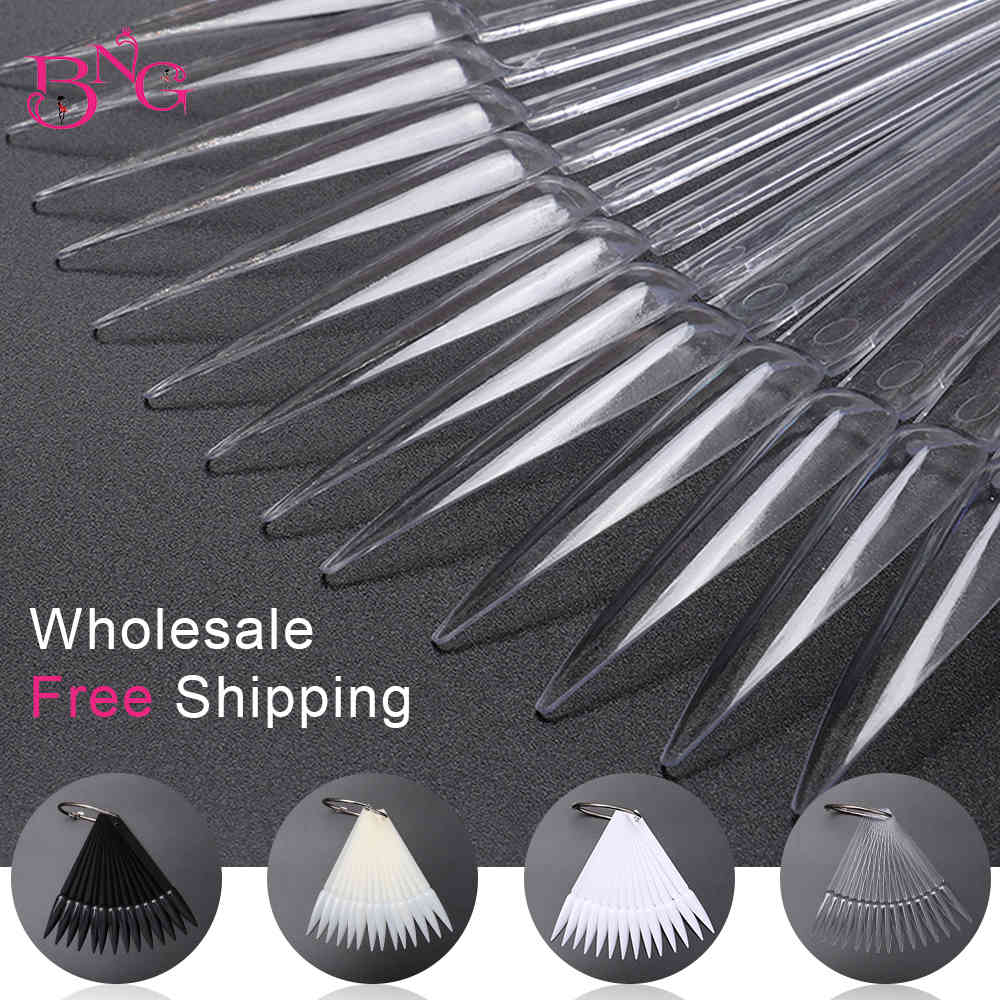 

400pcs Detachable Practice art tools Sample Fan-shaped Art False Tips Color Card Nail Swatches Sticks, As shown