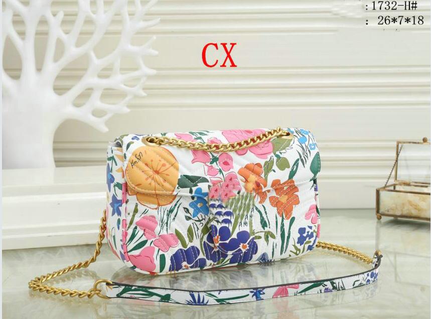 

High Quality Fashion women Shoulder bag Pu leather gold and sliver chain bags Crossbody Messenger colour printing Female handbag wallet 2 colors Full colou 1732#, Black