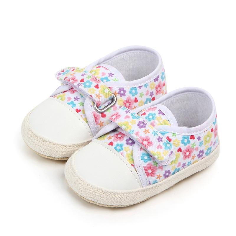 

First Walkers 2021 Fashion Autumn Floral Canvas Baby Shoes Girls Born 0-18M
