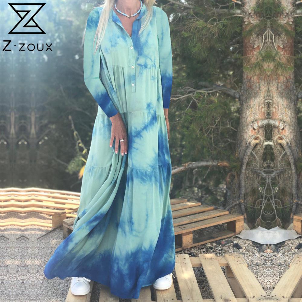 

Women Dress Long Sleeve Color Matching Dresses Vintage Plus Size Sexy Summer Clothes Fashion 210524, Blue