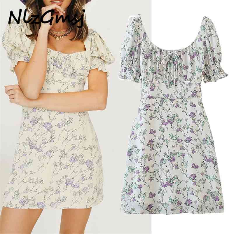 

Dres Summer Fashion Flowers Print Short Sleeve Ladies Vintaage Mini Vestidos 210628, As picture