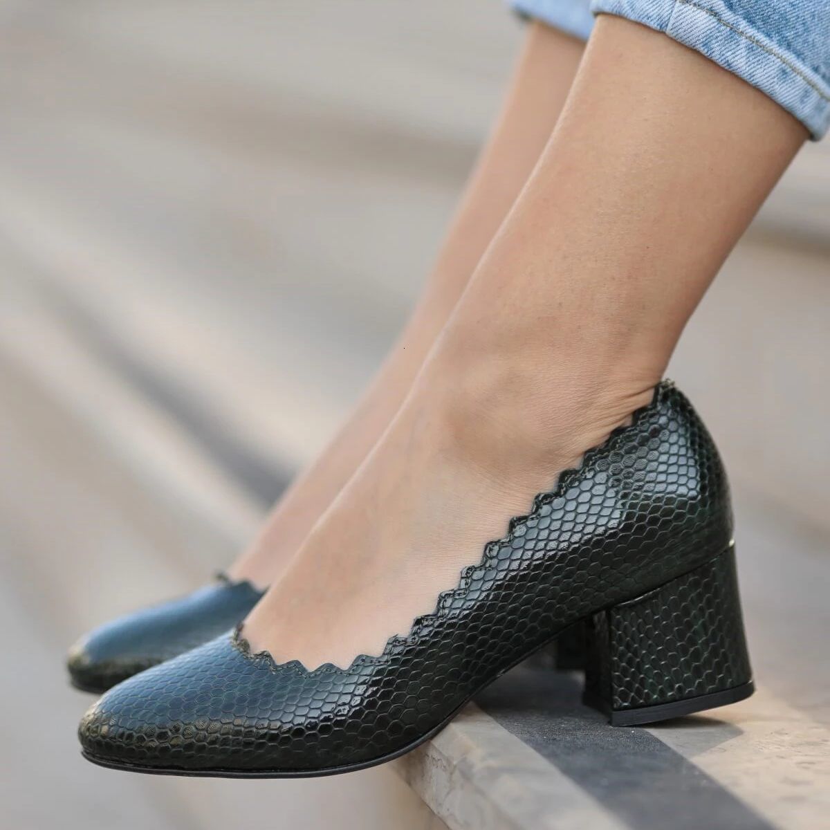 

Dress shoes Stacy Khaki Python Heeled Shoes