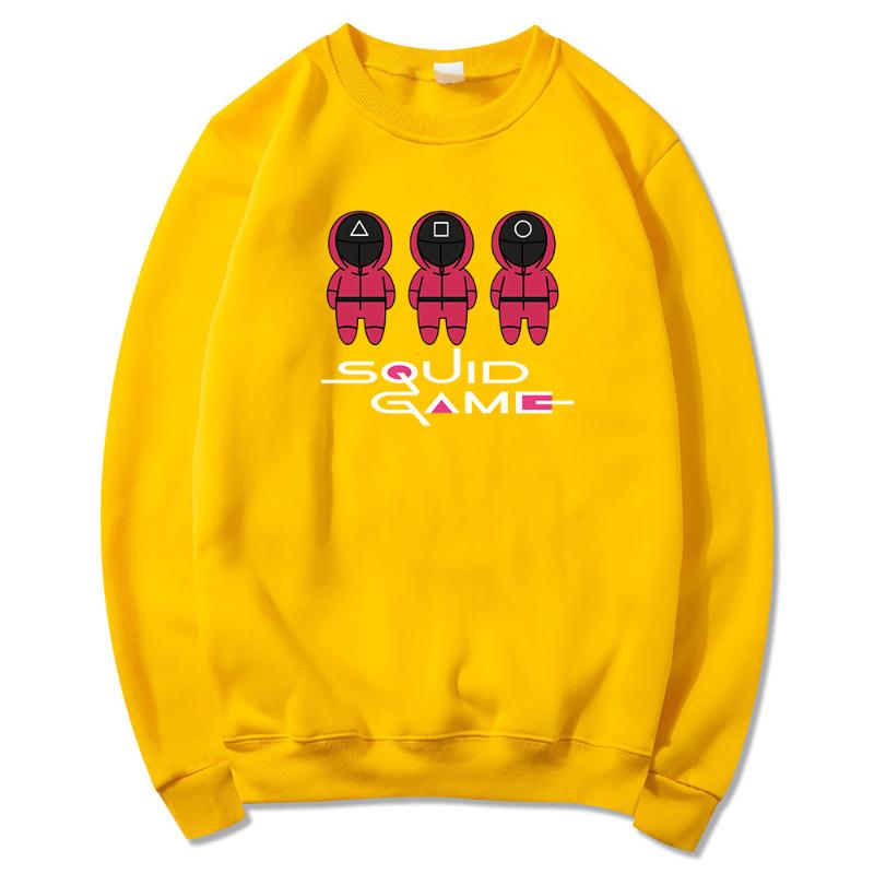 

men's hoodies & sweatshirts squid game hoodie men harajuku fleece crew neck pullover sweatshirt round six hoodys, Black