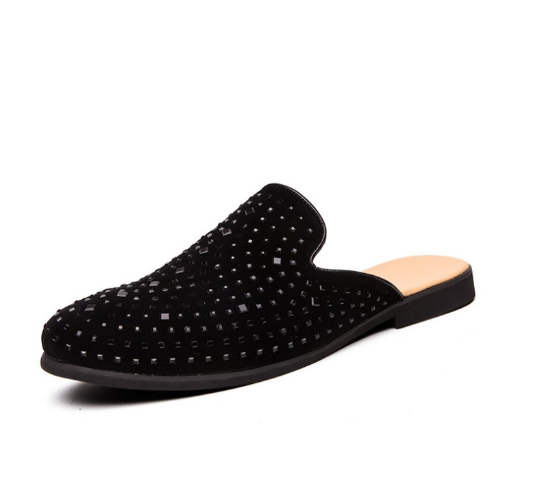 

Genuine leather Men's Sandals Trend Slip-on Buckle Design Shoes Male Casual Fashion Low Heel High Quality Sandal for Boys, Black