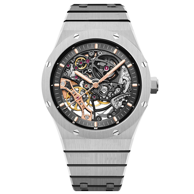 

orologio Mens automatic mechanical hollow watches classic style 42mm full stainless steel 5 ATM waterproof sapphire super luminous U1 luxury men free smart watch, Add water proof