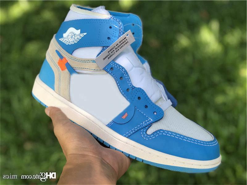 

Off Authentic 1 High Unc Basketball Shoes Men Women White University Dark Powder Blue Cone Red Chicago Aq0818 -148 Sneakers Sports