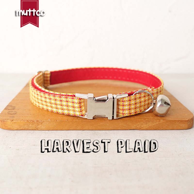 

MUTTCO Retailing lovable self-design personalized cat collars HARVEST PLAID handmade collar 2 sizes UCC104