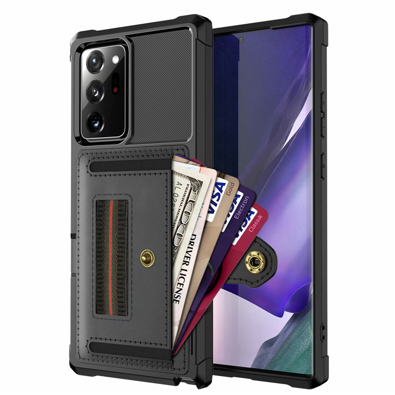 

Shockproof Full Protection Card Pocket Case for Samsung Galaxy Note 20 S21 Ultra 10 9 S9 S20 S10 Plus S 21 Mobile Phone Bag, Black