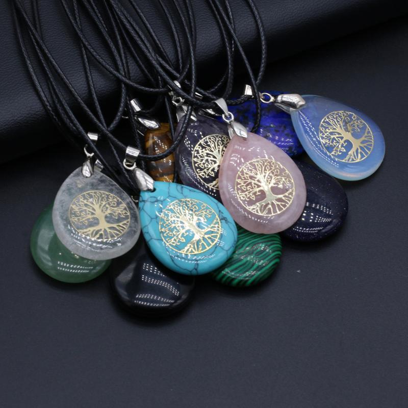 

Pendant Necklaces Reiki Healing 7 Chakra Crystal Agates Necklace Amulet Natural Stone Lapis Lazuli Energy For Women Jewelry Gift