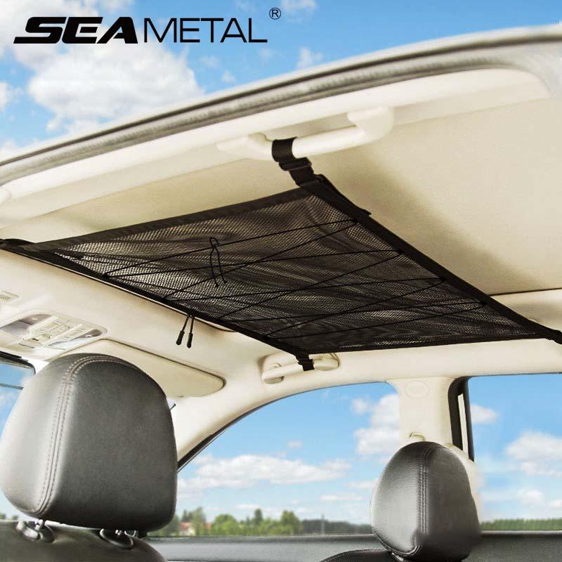 

Car Organizer Ceiling Storage Bag Hanging Net Pocket Portable Roof Large Capacity Auto Cargo Pouch For Interior Stowing