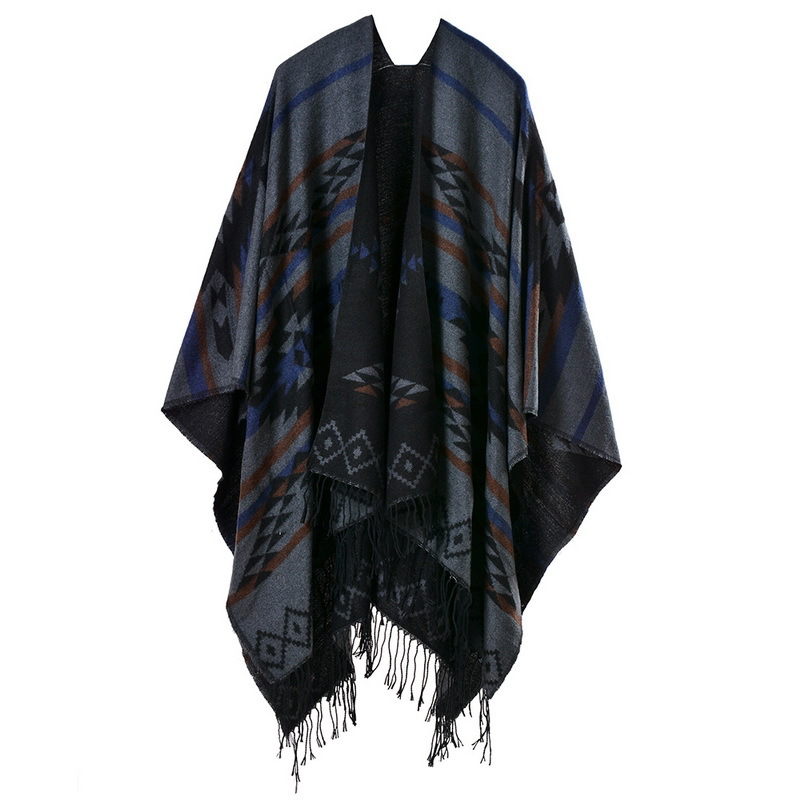 

2021 New Fashion Ethnic Shawls Imitation Cashmere Pashmina Brand New Fashion Lady High Quality Geometric Rhombus National Scarves