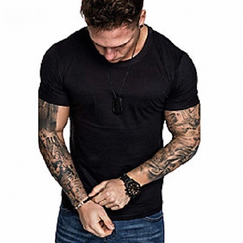 Men's T shirt Shirt Solid Colored Round Neck Daily Sports Short Sleeve Regular Fit Tops Cotton Simple Sportswear Basic Casual Blue White Black