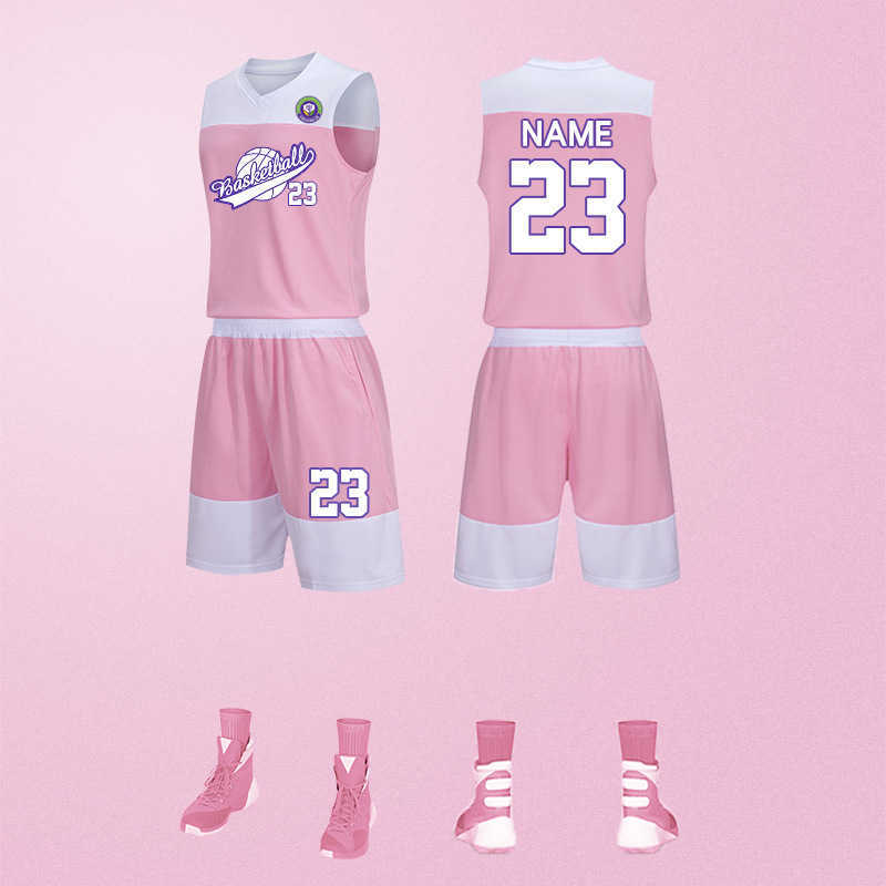 

Team basketball suit men's printed number sports breathable match printed shirt pink large vest adult team uniform