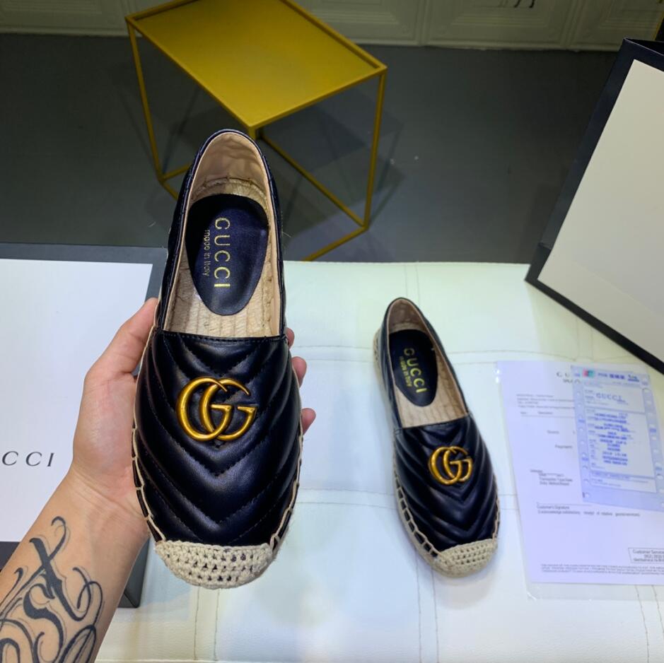 

Designer Luxury Women Casual Shoes Genuine Leather Slippers Sandals Espadrille Slip-on Slipper Sandal Soft Bottom Classical Comfort Top Quality With Box Size 35-42, Color 2