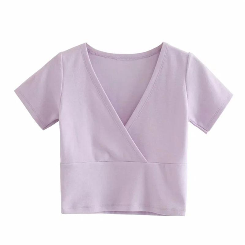 

Women' T-Shirt Brandy Mandy Top T Shirt Short Sleeve V Neck Crop Women Melville Tops Mel, Pure navy