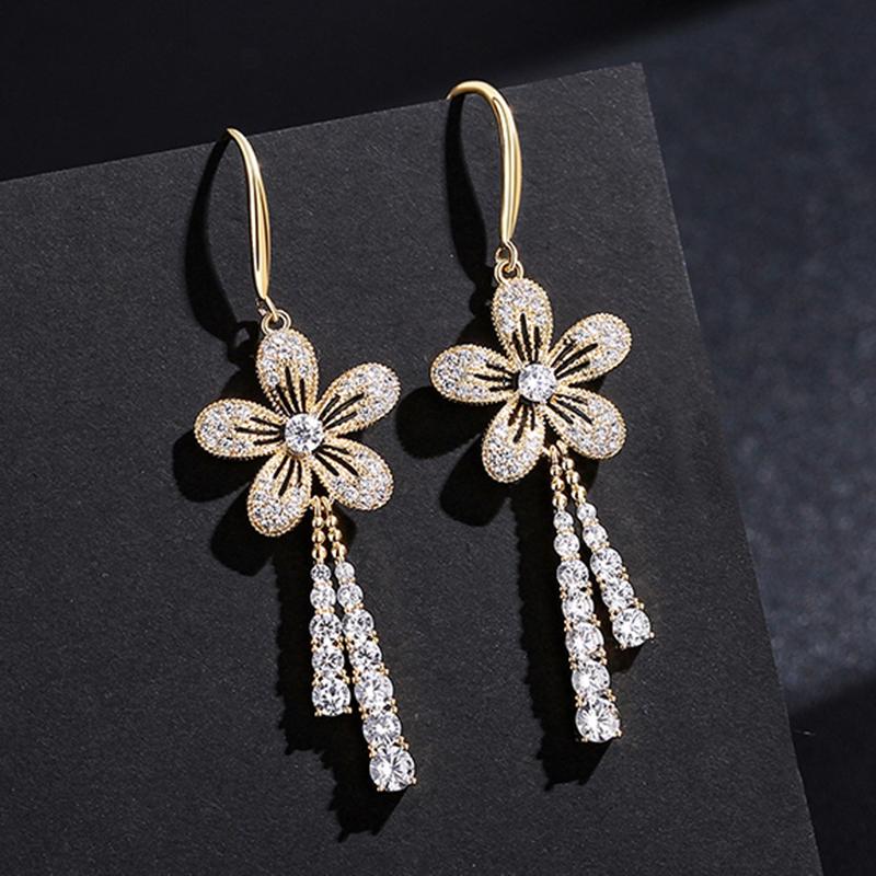 

Dangle & Chandelier Petal Tassel Vintage Fashion Simple Jewelry For Women Earring Elegant Exquisite Friend Trend Earrings Party Accessory