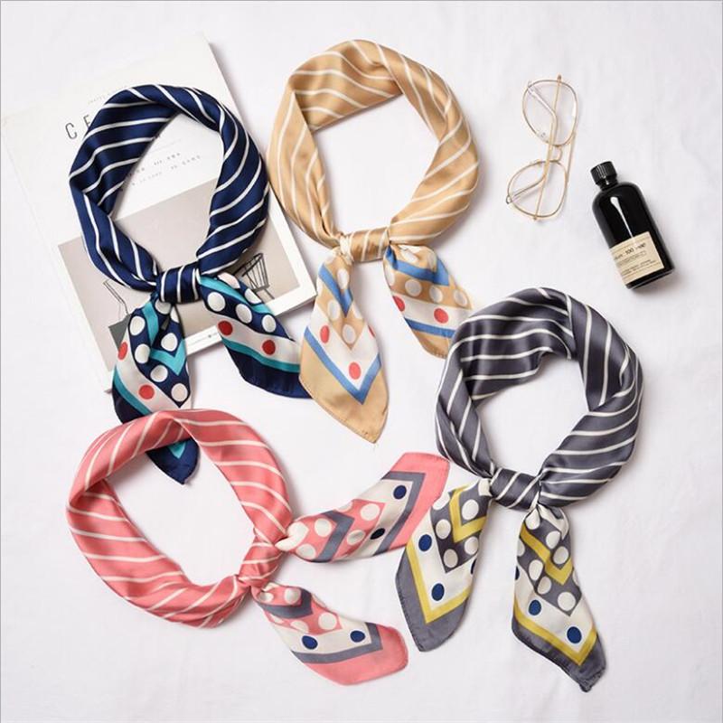 

Scarves 70cm Dot Plaid Floral Women Print Scarf Small Square Headband Pachwork Neck Ties Handchiefs Bands