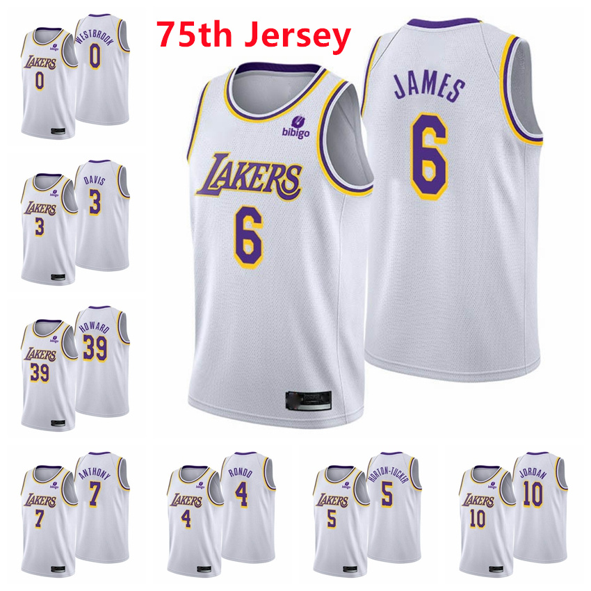 

Los AngelesLakersMen LeBron James Russell Westbrook Carmelo Anthony 3 Davis Howard Rondo Bazemore 2021/22 75th Diamond White Swi, Black