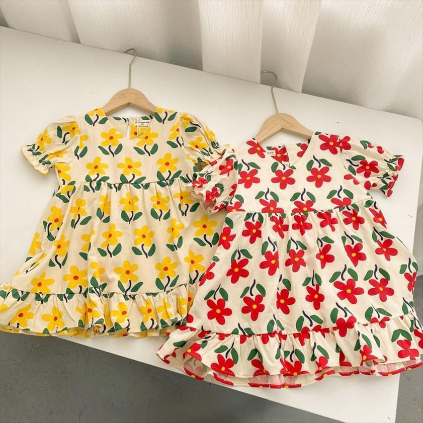 

Girls Floral Pattern Girl Dresses Child Newest Children Party Summer Clothes For 1 To 8 Ye04061, Red;yellow