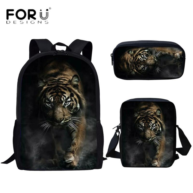 

Sell Bookbags For Teens Boys Cool Tiger/Lion/leopard Print 3pcs Set School Bags Book Pen Case Mochila Escolar