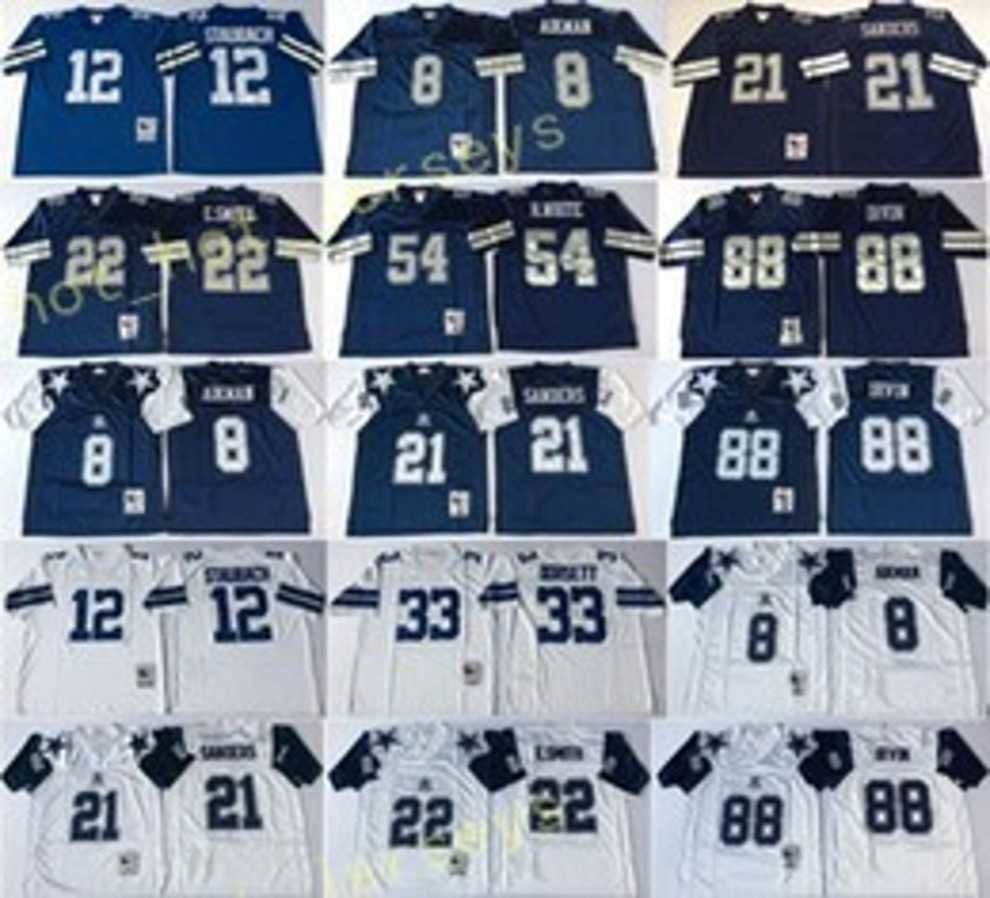 

Vintage 8 Troy Aikman Covvboy 21 Deion Sanders 12 Roger Staubach 22 Emmitt Smith Tony Dorsett 88 Michael Irvin 54 Randy White Jersey, Men