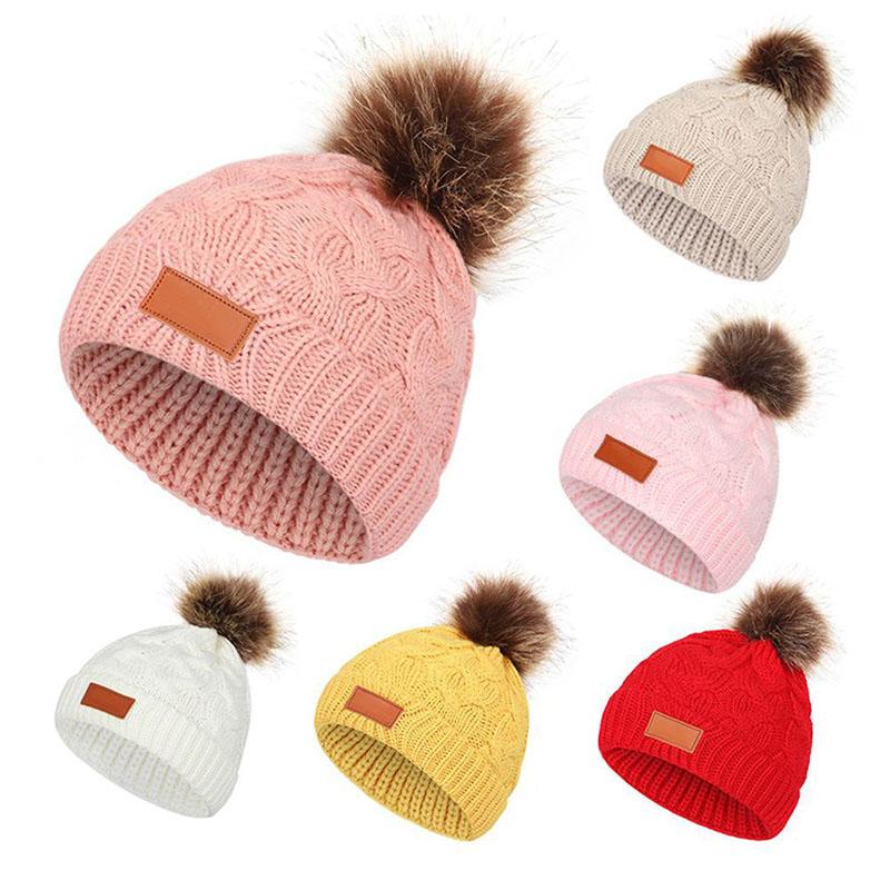 

Beanies Solid Color Boys Girls Hats Thicken Knitted Kids Beanie Outdoor Winter Warm Children Caps Bonnet