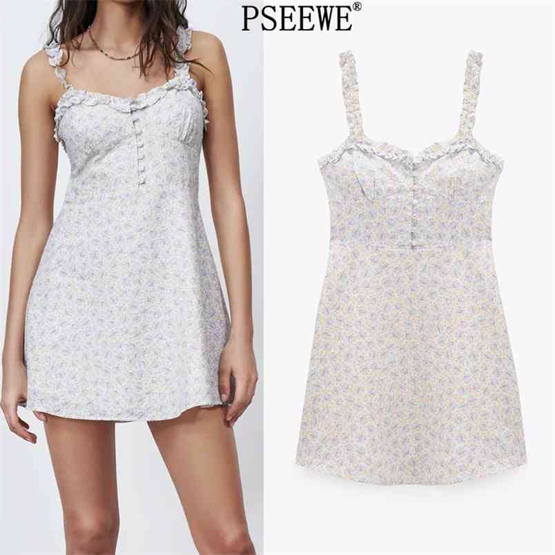 

Floral Print Slip Short Dresses Women Casual Backless Sexy Beach Woman Summer Dress Fashion Ruffle Sundresses 210519