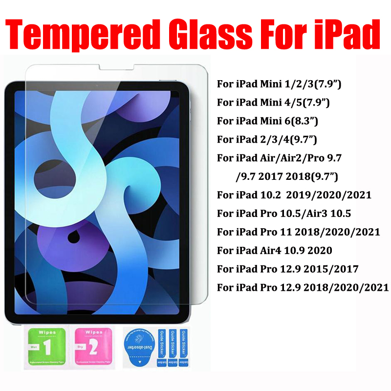 

0.4mm 9H Premium Tempered Glass Screen Protector Film For iPad Pro 12.9 Air 4 Air4 10.9 11 2021 7 8 9 10.2 10.5 9.7 Mini 2 5 6 Mini6 With OPP Bag No Package