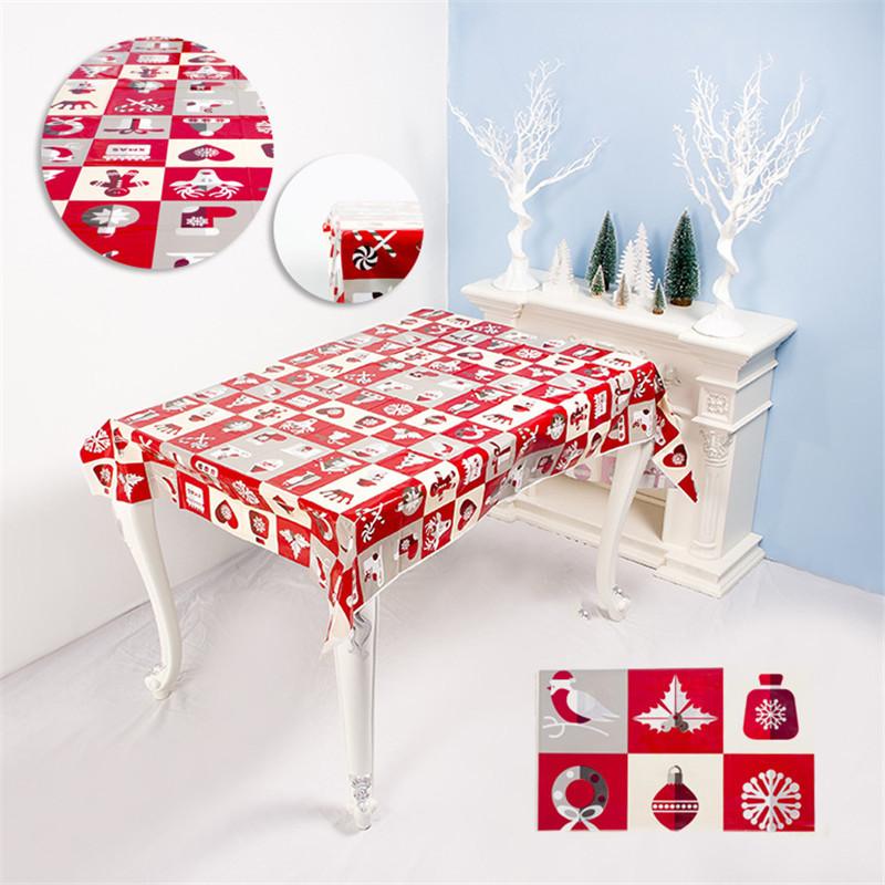 

Table Cloth Christmas Disposable Waterproof Tablecloth PE Plastic Oilproof Clip Party Birthday Decorations Festival Cover