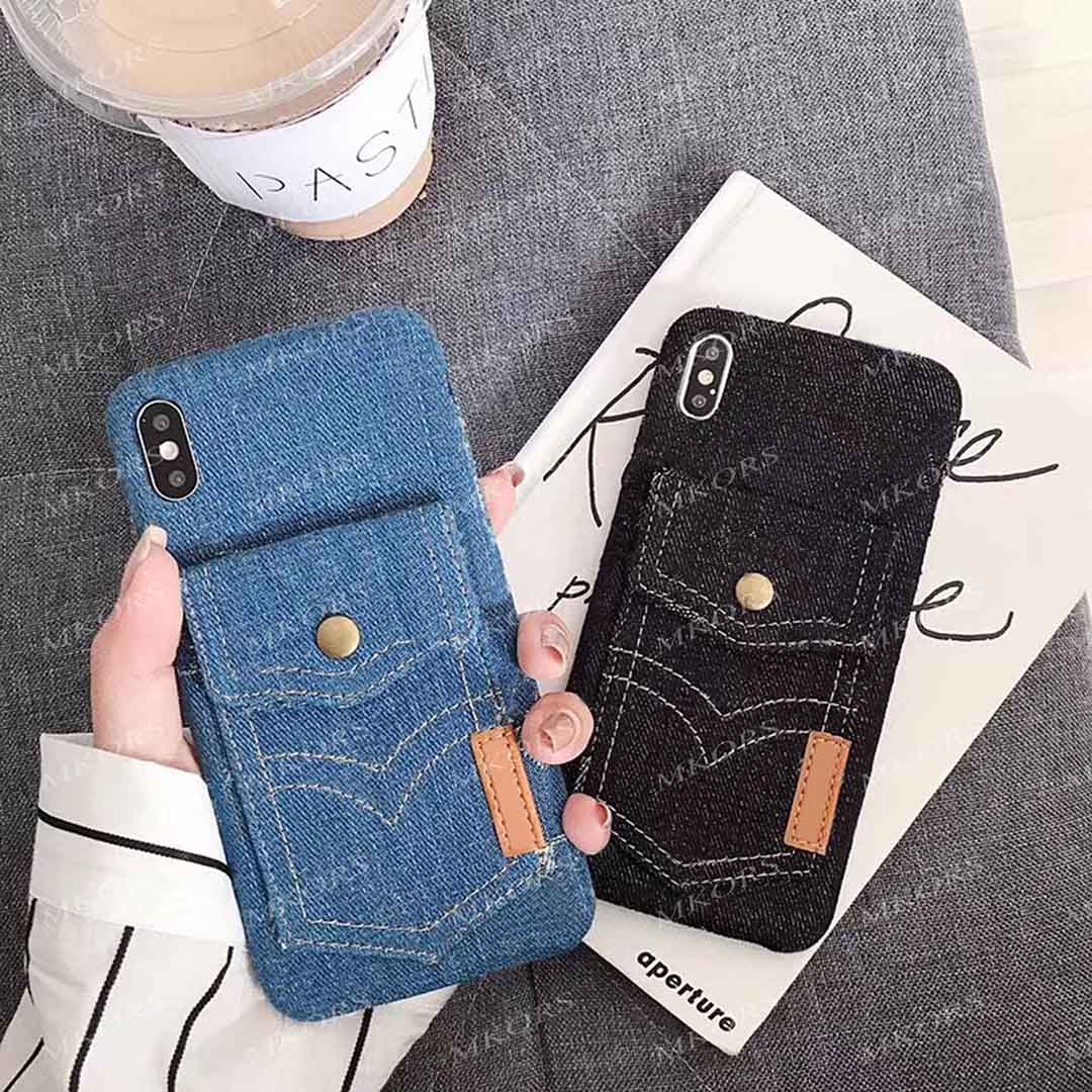 

Deluxe Flower Letter Phone Cases for iPhone 12 12pro 11 11pro X Xs Max Xr 8 7 8plus 7plus Card Slot Holder Case Jeans Pattern Cover Fiber Skin Shell