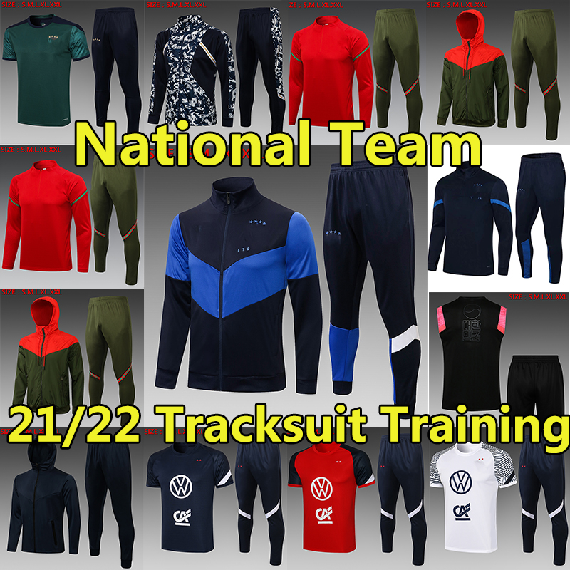 

21/22 France national team Survetement Tracksuits Soccer Jerseys English Italian Portogallo Korea Training Set Ronaldo GRIEZMANN MBAPPE KANE, Black;yellow