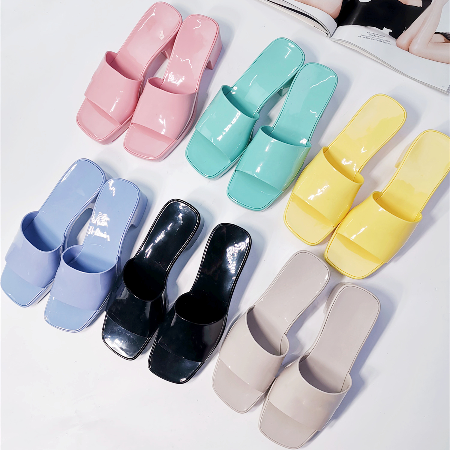 

2021 Designer Woman Slipper Quality Designers Sandals Summer Fashion Jelly Slide High Heel Slippers Casual Luxurys Shoes Womens Sweet Rainbow Size36-41 With box