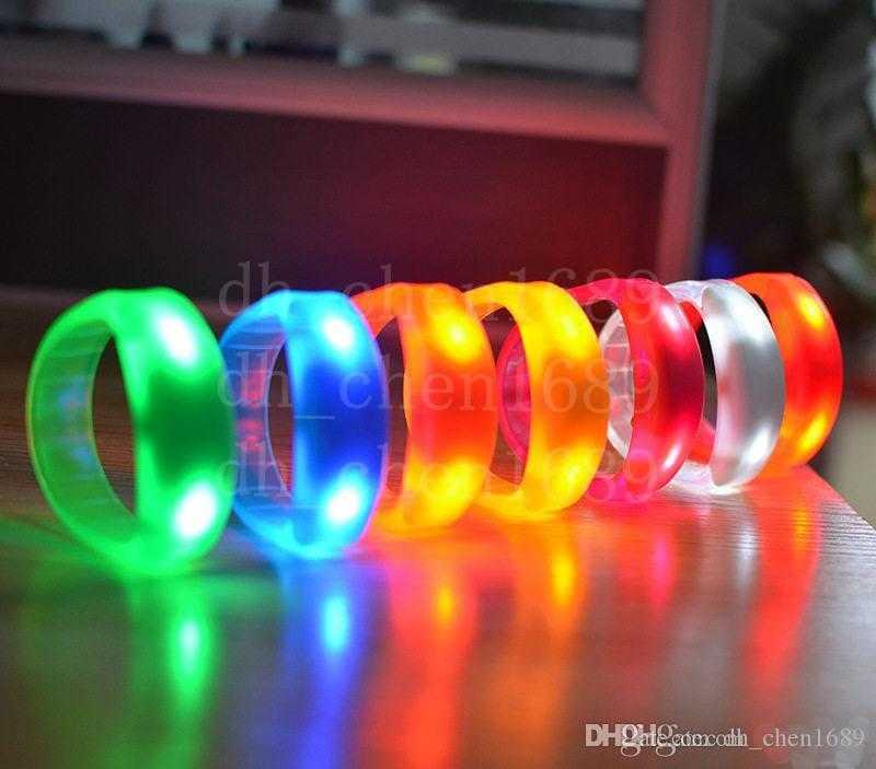 Music Activated Sound Control Led Flashing Bracelet Light Up Bangle Wristband Club Party Bar Cheer Luminous Hand Ring Glow Stick