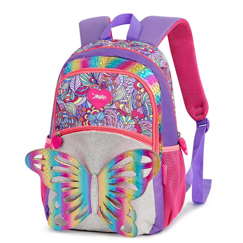 

Backpack Child Colorful 3D Fairy Butterfly Backpacks Fancy Girls Canvas Reversible Glitter Bookbag Student Cartoon School Bags, As picture