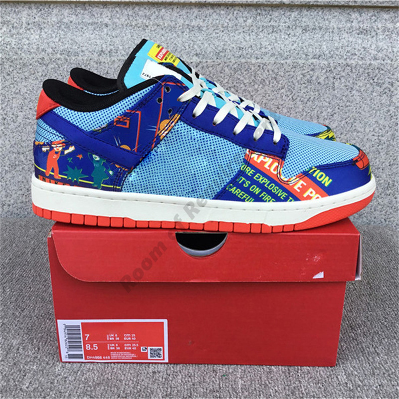 

2022 Chinese New Year Firecracker low Basketball Shoes CNY warning-label print Skateboard Shoe Men Women Fashion Comfortable Trainer Sneakers DD8477-446, Shoes box