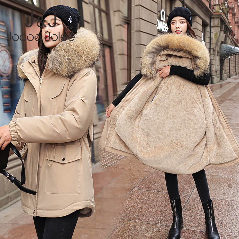 

Plus Size Loose Cotton Padded Long Coat Thick Warm Hooded Parkas Fashion Big Fur Collar Jacket Women Winter Korean Harajuku Coat 210518, Navy blue