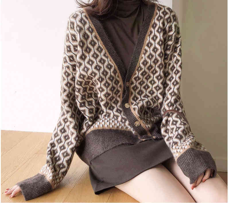 

Women's Sweaters knitted or crocheted retro-padded cardigan, thick cardigan sweater b147 autumn A6E1, 1# packing bag