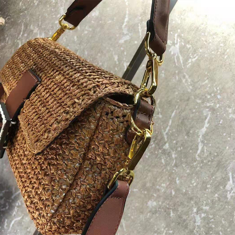 

2021 new fashion ladies straw woven baguette handbag handbag single shoulder bag, Black