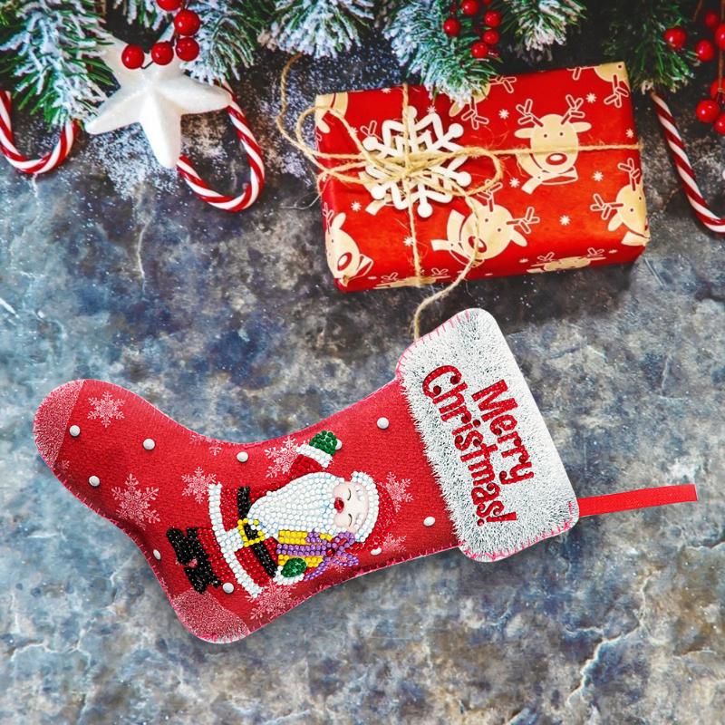 

Christmas Decorations DIY Stockings Snowman Diamond Painting Fabric Ornaments Tree Socks Pendants Gifts Bag Party Decor