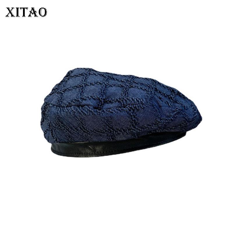 

Berets XITAO Fashion Pleated Solid Color Vintage All-match Pumpkin Hat 2021 Winter Keep Warm Street Trendy Women GWJ2339, Blue gwj2339