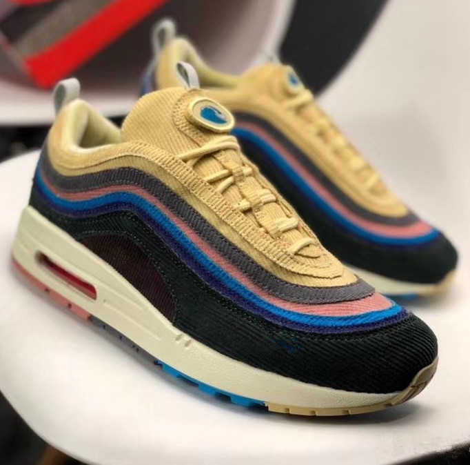 

2021New Mens Womens Sean Wotherspoon Shoes Vivid Sulfur Multi Yellow Blue Hybrid Shoess with box, Black
